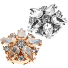 2 stuks stervormige strass knoopcovers van zinklegering, decoratieve manchetknopversieringen