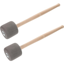Lot de 2 baguettes de batterie en mousse avec manche en bois, noires, confortables et faciles à utiliser.