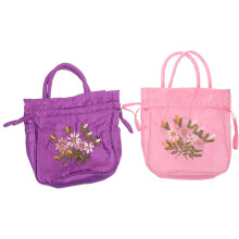 2er-Set bestickte Handtaschen im Ethno-Stil mit Blumenmuster und Kordelzugverschluss