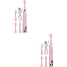 2er-Set praktische elektrische Zahnbürsten für Jungen und Mädchen mit Cartoon-Motiven, tragbar für den täglichen Gebrauch und auf Reisen