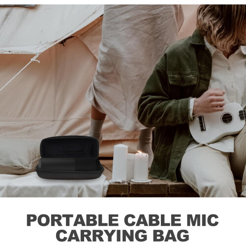Saco portátil de microfone com material resistente a arranhões Eva e Pu, bolsa de microfone preta protetora 2