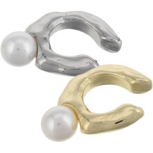 2 Stück flache Ohrclips für Damen, Perlen-Ohrringe, Manschettenohrringe, kein Piercing erforderlich, Vintage-Statement-Schmuck