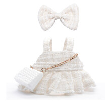 17cm Doll Clothes - Premium Handmade Clothes 3 Piece Set Velvet Bowknot & Bag & Dress Adjustable Outfit - Luxury Chic Style Set High-End Fashion Acces