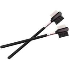 2-teiliges Set: Wimpernkamm mit Holzgriff, doppelseitiger Augenbrauenkamm und Wimpernbürste.