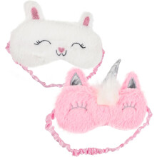 2er-Pack Plüsch-Schlafmasken mit niedlichem Cartoon-Muster, Augenabdeckung zum Schlafen, Schlafmaske für Frauen auf Reisen