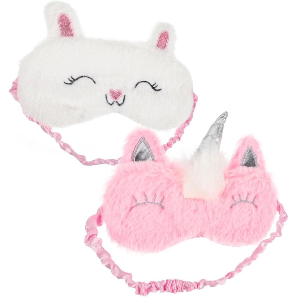 Hkhbjs 2Pcs Plush Cartoon Sleeping Eye Mask Cute Pattern Eye Cover For Sleeping Sleep Mask For Women Travel