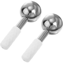 2 massaggiatori facciali a sfera di ghiaccio in acciaio inossidabile per viso e occhi, rinfrescanti, anti-età e riduzione delle rughe sottili.