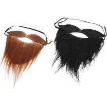 2 st Party Fake Mustasch Skägg Svart Brun Tjurmustascher för Män Halloween Cosplay Kostym Roliga Rekvisita