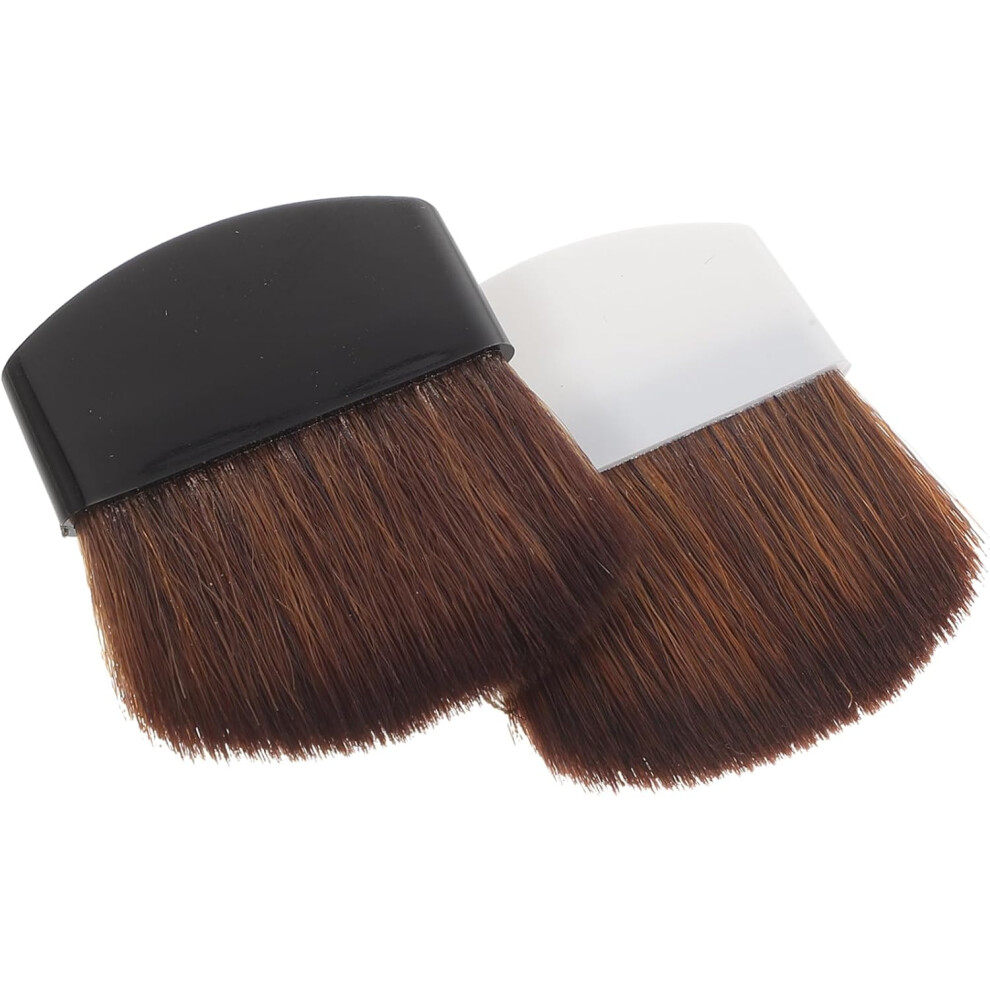 Hkhbjs White 2Pcs Portable Makeup Brush Soft Blush And Foundation Brushes Tools