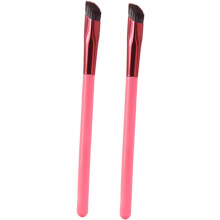 Lot de 2 pinceaux à sourcils à poils bruns avec un grand pinceau correcteur carré pour maquillage et outils biseautés pour les sourcils