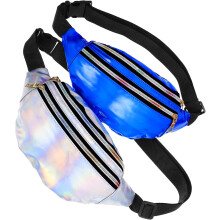 Holografische Bauchtasche im Vintage-Stil der 80er Jahre für Damen und Herren, verstellbare Träger, ideal für Partys, Reisen, Wandern und Laufen