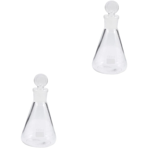 2pcs Glass Erlenmeyer Flask for Laboratory Experiment Chemical Conical Flask for Science Experiments