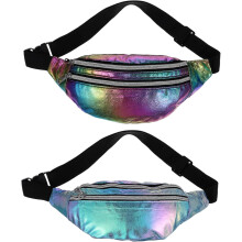 ks laserová crossbody taška pre ženy a mužov, módna bedrová taška s opaskom na behanie vonku, holografický dizajn, ľahká