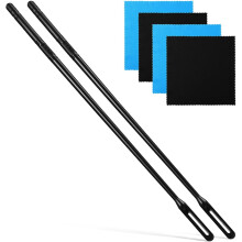 Set van 2 fluitreinigingsstaafjes met 4 poetsdoeken voor fluiten, zwart-blauwe instrumentenreinigingsset