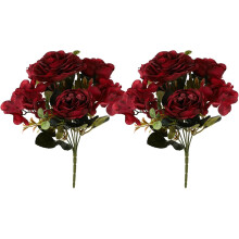 2 künstliche Weihnachtspfingstrosen-Blumensträuße aus Kunststoff und Eisendraht