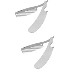 2 stuks roestvrijstalen opvouwbare kammen voor baard- en haarstyling, draagbare mini-kammen voor mannen