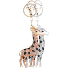 2er-Set Giraffen-Schlüsselanhänger aus naturgetreuer Legierung, vielseitig einsetzbar als Rucksackanhänger