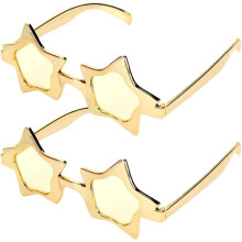 Lot de 2 lunettes de soleil amusantes en forme d'étoile pour femmes et hommes, lunettes dorées de soirée, accessoires photo et cosplay