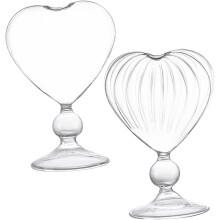 2er-Set herzförmige Cocktailgläser aus Glas, dekorative Gläser, gestreift, für Bar, Pub, Party, Trinkgläser