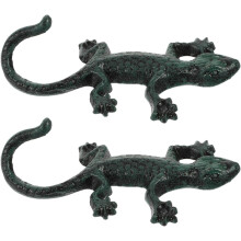 2 Stück dekorative Gecko-Haken im Vintage-Stil aus Gusseisen in Eidechsenform, robust, zur Wandmontage