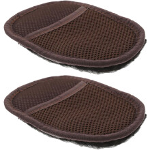 2 Stück schwarze Plüsch-Schuhputzhandschuhe, handliche Schuhputztücher aus Lammwolle