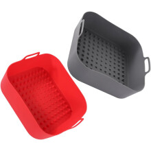Stück Silikon-Backformen für Heißluftfritteusen, 20 cm quadratisch, mit ergonomischen Griffen, wiederverwendbares Backgeschirr