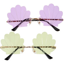 Ensemble de 2 lunettes de soleil coquille sans monture pour femmes, monture dorée