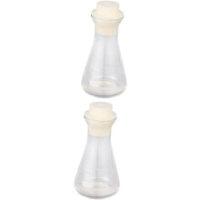 2 tapones de vidrio para matraces cónicos de laboratorio para experimentos escolares, vaso de precipitados de borosilicato engrosado.