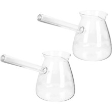 Lot de 2 cafetières/théières portables avec poignée latérale, 450 ml, en verre résistant aux hautes températures