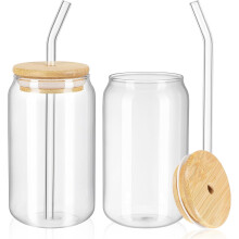 2er-Pack Glasdosen (355 ml) aus Bambus, praktisches, tragbares Design für Getränke und Tee zu Hause