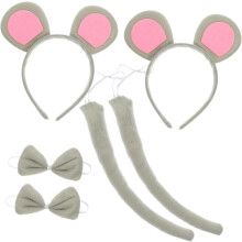 2er-Set Mauskostüme mit Rattenohren-Stirnband, Fliege und Schwanz für Kinder und Mädchen – Halloween-Party