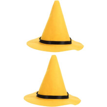 2 Stück gelbe Filz-Hexenhutkrempe, Kostümaccessoire für Erwachsene, Zaubererkostüm, geeignet für Halloween-Partys, Spukhäuser und Fotokabinen