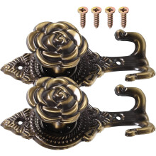 2 Stück Gardinenhalter, Vorhanghaken, Eisenrosen-Stil, antik, dekorative Blumenform, elegante Gardinenaccessoires