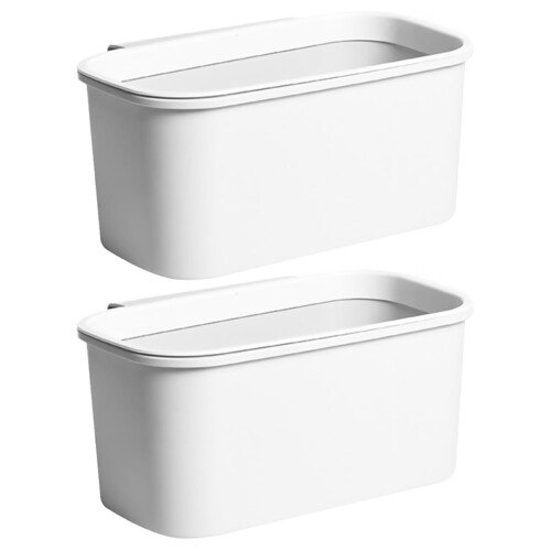 2pcs pendurado lixo caseiro lixo pode branco abs conveniente pendurado design