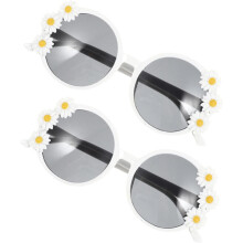 Lot de 2 lunettes de soleil marguerite pour femmes, petites lunettes amusantes Ă motif tournesol, accessoires pour fĂŞtes hawaĂŻennes et photobooths.