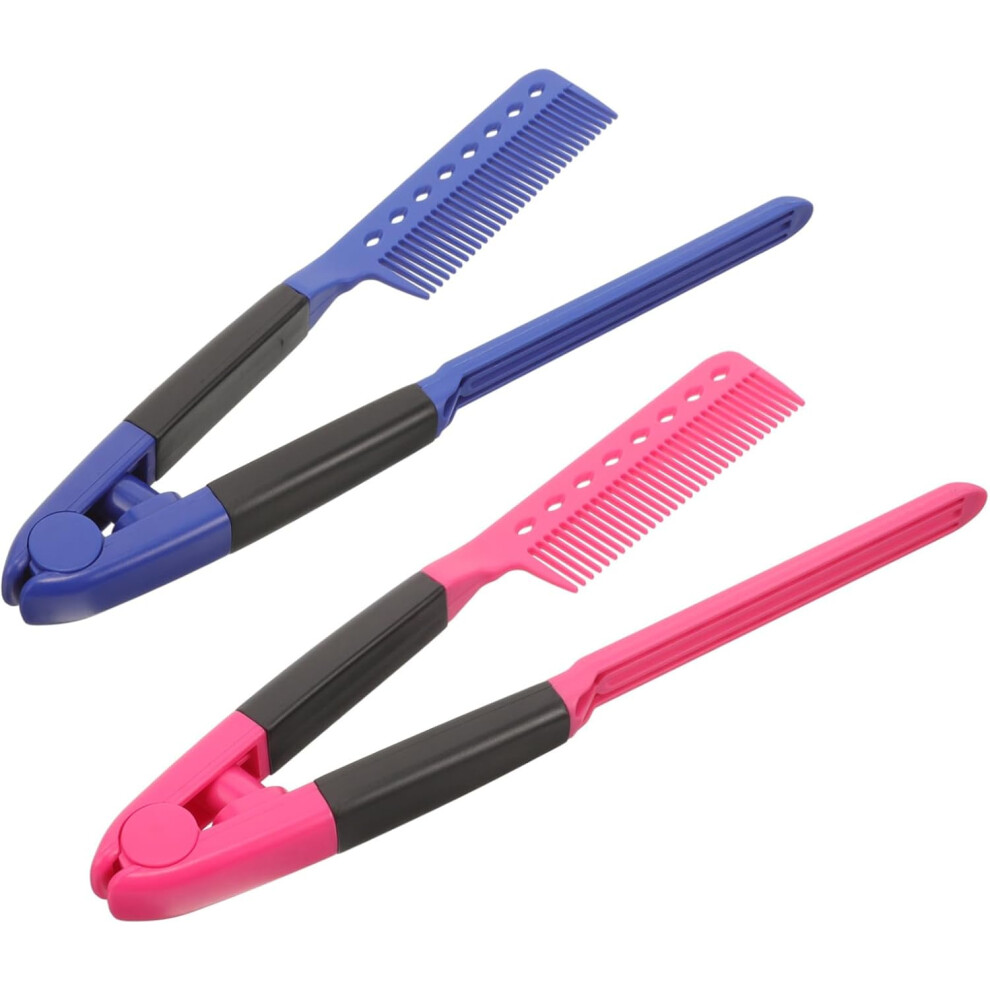Hkhbjs Unisex 2Pcs Hair Straightening Comb V-Shaped Portable For Women Styling Hair Comb Brush Hairdressing Straightener