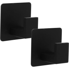 Wandhaken, selbstklebend, aus Aluminiumlegierung, 2 Stück, schwarz, dekorativ