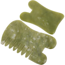 2 Stück Schabebrett aus natürlichem Jadestein, Gua Sha Gesichtsmassagegerät