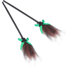 2 stuks Halloween heksenbezemstelen, lichtgewicht plastic bezemaccessoires met afneembaar netje.