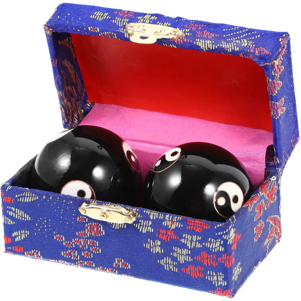 Hkhbjs Black Metal Hand Exercise Balls 2Pcs 47Mm Baoding Stress Relief Massage Balls With Enamel Surface