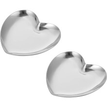 Schmucktablett-Set aus Edelstahl, herzförmiger Organizer, Ring- und Halskettenhalter, elegante dekorative Schale, 2-teilig