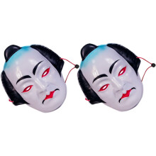 2 japanische Samurai-Masken, handbemalt, Vollgesichtsmasken, Cosplay-Requisiten