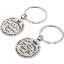 2-teiliges Schlüsselanhänger-Set aus Edelstahl für Enkel und Enkelin, praktisch und dekorativ zum Geburtstag