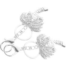 Eleganter Perlen-Schlüsselanhänger mit funkelndem Strass-Kokosnussbaum-Anhänger, vielseitige Tasche