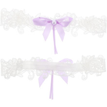 2-teiliges elegantes Strumpfband-Set mit Perlenschleife, elastischer Spitze und floralem Muster für die Hochzeit