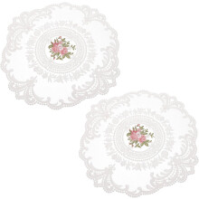 2 elegante Platzsets aus Milchseide mit Spitze, ideal als Foto-Requisiten für Zuhause, Ostern und besondere Anlässe.
