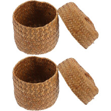 2 Stück Geflochtene Blumenkörbe, Aufbewahrungsboxen aus Seegras, rustikale, dekorative, wiederverwendbare Aufbewahrungsboxen