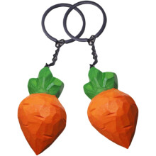 Karotten-Schlüsselanhänger-Set (2er-Set), handgeschnitzter Holzanhänger, multifunktionales Accessoire