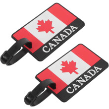 Lot de 2 étiquettes à bagages drapeau canadien en PVC avec sangle, pour protéger votre vie privée lors de vos voyages.
