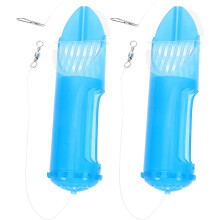 2 cestas giratorias de plástico para cebo de pesca con diseño desmontable de 33 x 129 mm